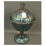 Fenton Purple Daisy /Floral Covered Compote