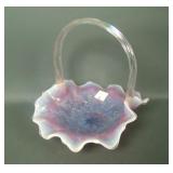 Fenton Contemp. Plum Opal Iridised Holly Basket