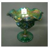 Imperial Emerald Green Hobstar Flower Compote