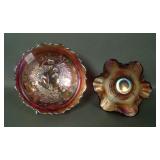 Tow Fenton Red Carnival Glass Items