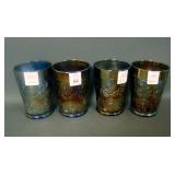Lot of Four Fenton Blue Ten Mums Tumblers