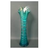 Imperial Teal Ripple 11 5/8" Vase