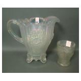 Dugan White Dahlia Ftd Water Pitcher & 1 Tumbler