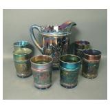 Dugan Blue Stork & Rushes 7 Pc Water Set