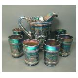 Dugan Blue Peacock @ the Fountain 7 PC Water Set