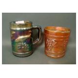 Pair of Dugan Carnival Glass Mugs