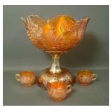Dugan Marigold Many Fruits Punch Bowl & Base