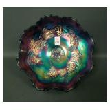 Dugan Blue Vintage Grape Domed Ruffled Bowl