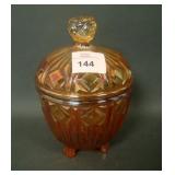 European Marigold Paneled Prism Covered Jam Jar