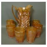 U.S. Glass Honey Amb. Cosmos & Cane 7 Pc Water Set