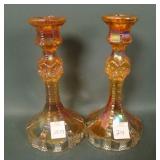 Pair of Imperial Marigold 6 Sided Candlesticks