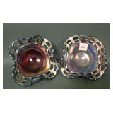 Two Fenton Red Open Edge Ruffled Hats