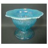 Fenton Contemp. Ice Blue Opal Christmas Compote