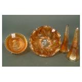 Four Pc Imperial  Marigold Carnival Glass Lot