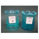 Two Blue Opal Toothpick Holders