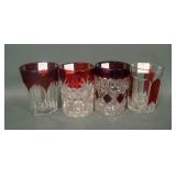 Four Ruby Stain Victorian Tumblers