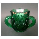 U.S. Glass Crystal Green Penn. 3 Handled Toothpick