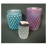 Three Piece Victorian Hobnail Gass Lot