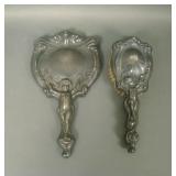 Art Noveau Silver Plate Hand Mirror & Brush