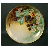 Artist Signed Koenig Lg Plate W/ Blackberry Decor