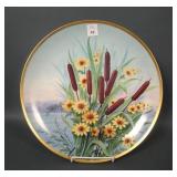 Artist Signed Koenig Lg Plate W/ Cattail & Daisies