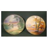 Pair of Unsigned Nippon Country Scene Wall Plaques
