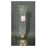Signed Hawked Sterling & Cut Crystal Bud Vase