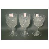 Lot of 3 Cut Glass Russian Cut Goblets