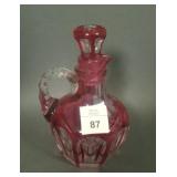 Bohemian Cran/Cut to Clear Paneled Cruet