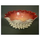 Victorian Pink/Custard Hobnail Ruffled Brides Bowl