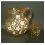 Victorian MG Flashed Enamled Pitcher & Tumbler