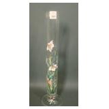Bohemian Crystal Enameled Tall Bud Vase