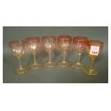 Set of 16 Cranberry /MG Flashed Stemmed Cordials