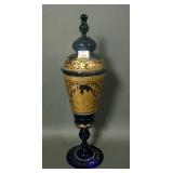Bohemian Cobalt Regal Scene Lg Covered Urn