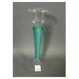 Libbey Crystal Green Swirl Single Candlestick