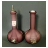 2 LG Wright Purple Case Enameled Barber Bottles