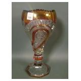 U.S. Glass Slewed Horseshoe Cranberry Flashed Vase