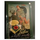 Vintage Lucky Strike/TWA Framed Advertising Poster