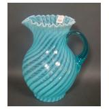 Jefferon Glass Blue Opalescent Swirl Pitcher