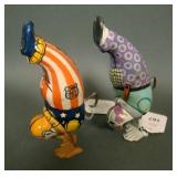Two Chein Tin Litho Standing Clowns Wind Ups