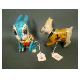 Lot of Two Vintage Tin Litho Rabbit Wind Ups