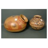 Lot of Two Ortiz Decorated Mexican Pottery Vessels