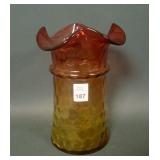 Victorian Amberina IVT Honeycomb Celery Vase