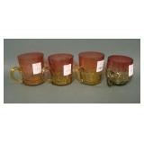 Lot of 4 Victorian Amberina Punch Cups