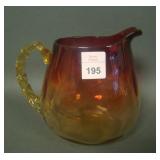 Maker? Amberina Twisted Rope Handle Squatty Jug