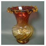 Victorian Amberina Interior Swirl Bulbous Vase