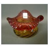 Victorian Amberina Tri Cornered Crimped Edge Bowl