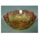 Amberina Bullseye Ruffled Bowl