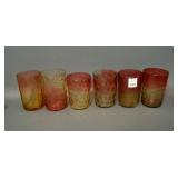 Lot of 6 Victorian Amberina Tumblers