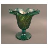 Westmoreland Leaf Swirl Stemmed Compote – Teal